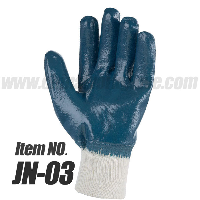 Jersey Cotton with Full Blue Nitrile Coated Oil Resistant Glove
